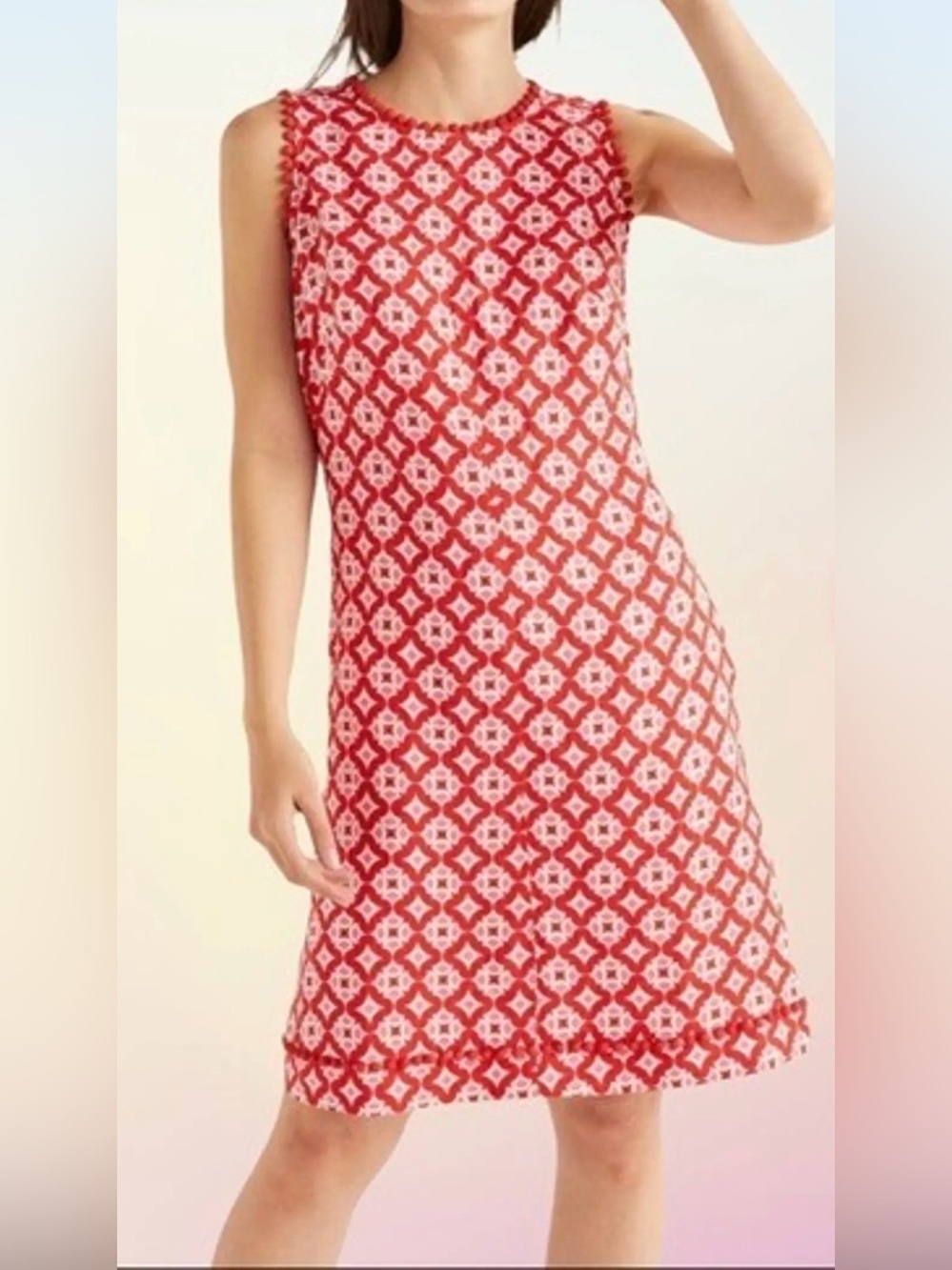 Boden Red Linen Summer Dress with Pockets Size 8